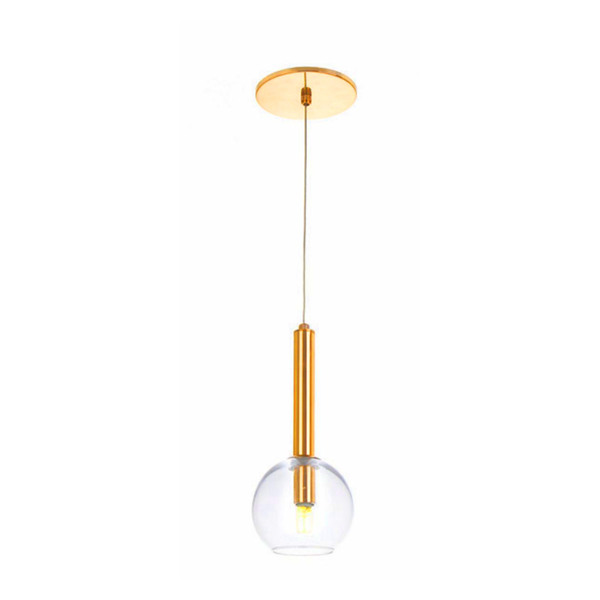 Pendente Redondo C/ Globo Ø12x28cm Metal E Vidro | Old Artisa